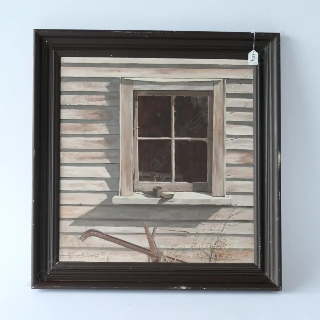 WAYNE SINCLAIR OIL ON BOARD, 'REMAINS', SIGNED. 625 x 600mm FRAME Image 1++