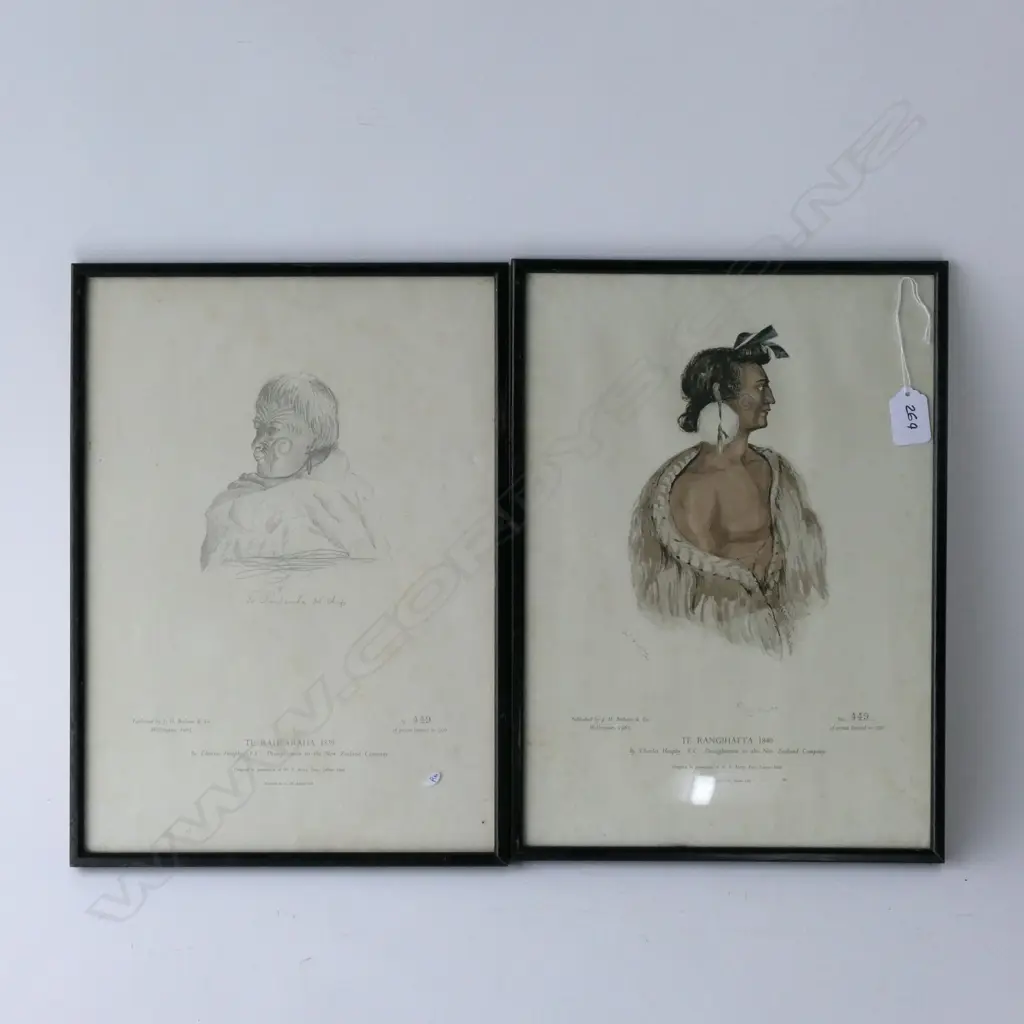 2 1965 BETHUNE LITHO's AFTER HEAPHY MAORI PORTRAITS Image 1++