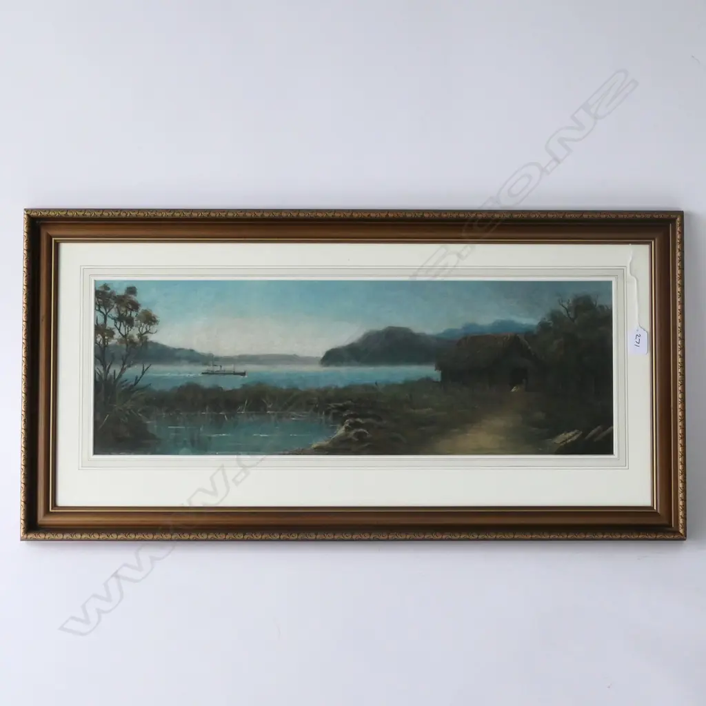 JOHN DOUGLAS PERRETT PASTEL lake scene signed Image 1++
