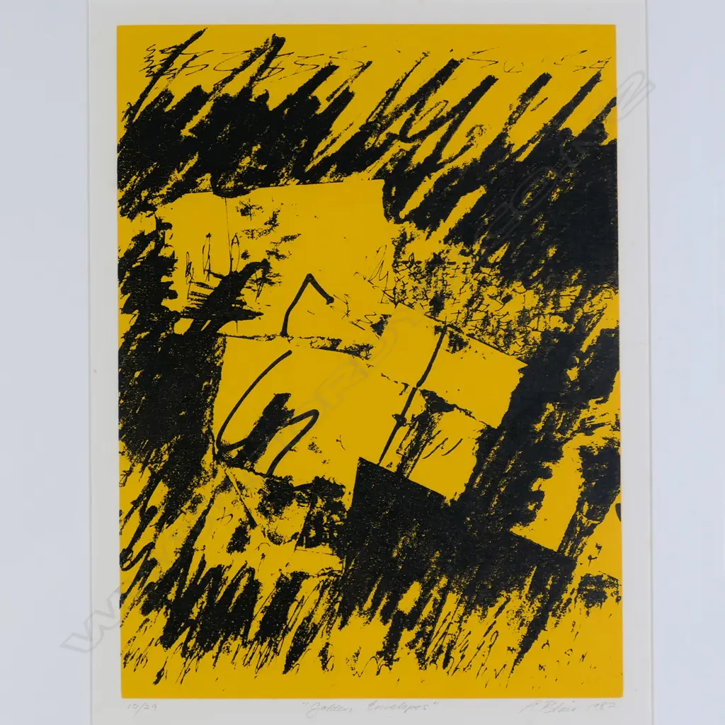PHILIPA BLAIR, SCREENPRINT, 'GOLDEN ENVELOPES 10/29, SIGNED TITLED & DATED '82. 365 x 270mm Image 1++
