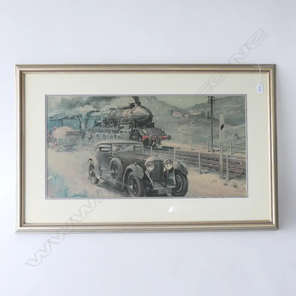 VINTAGE CAR AND TRAIN PRINT 950 X 605MM Image 1++