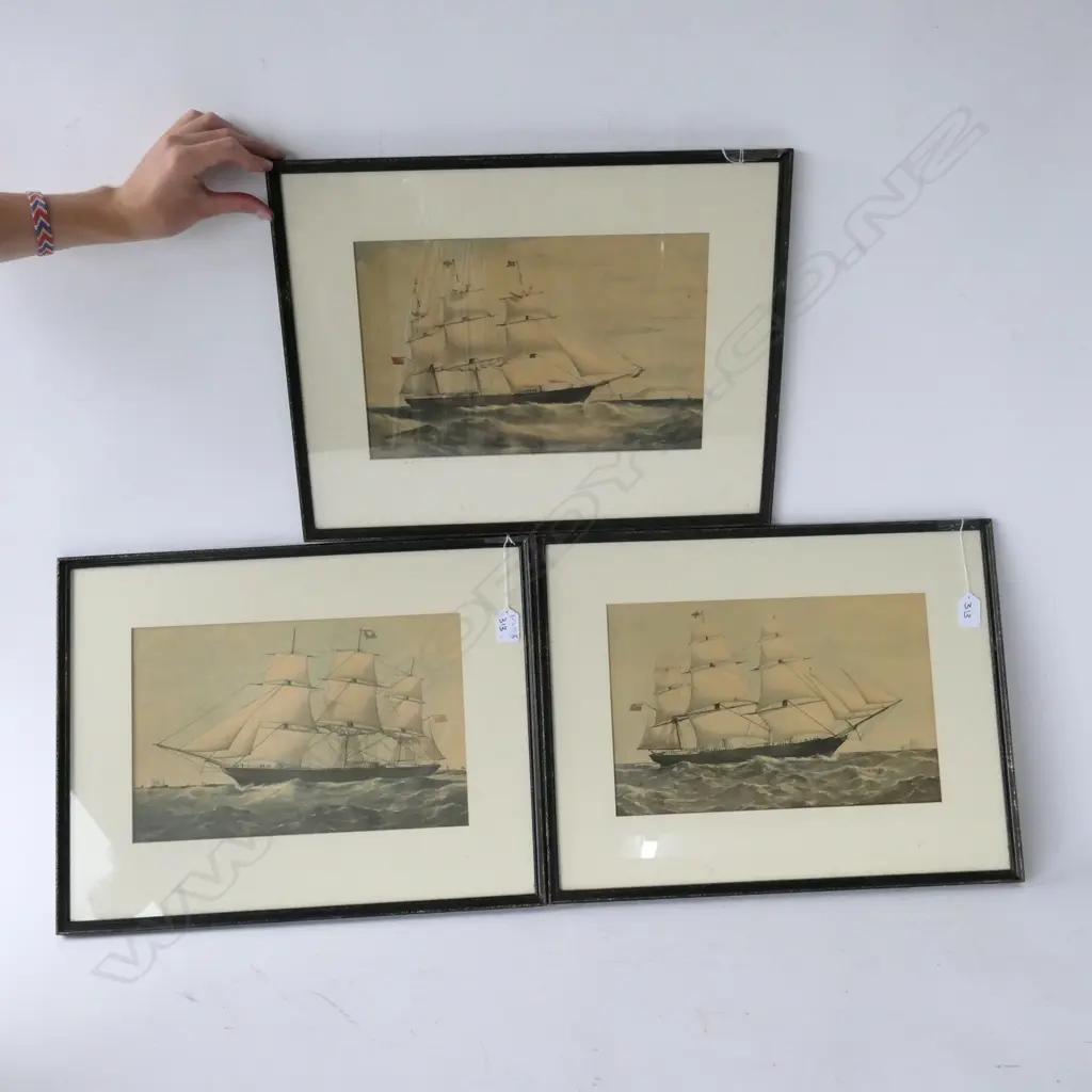 3 ETCHINGS OF SHIPS 500 X 385MM Image 1++