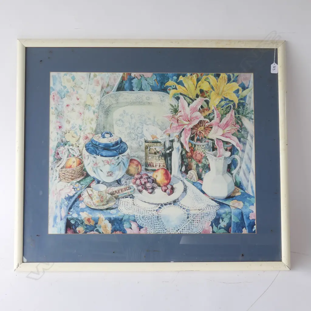 SIGNED STILL LIFE W/C PRINT 920 X 780MM Image 1++