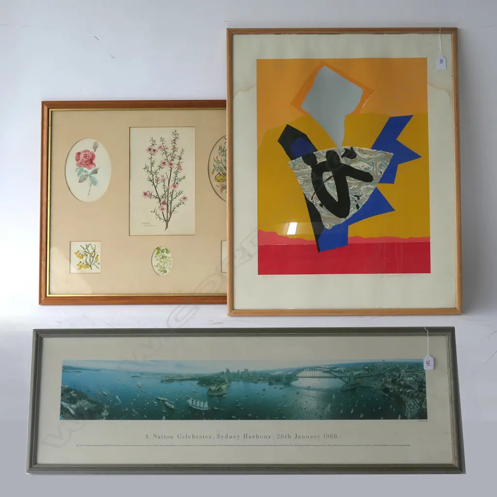 3 PRINTS; HEACH-JONES NO. 43/150 610 X 750MM, NZ FLOWERS, SYDNEY HARBOUR 1988  Image 1++