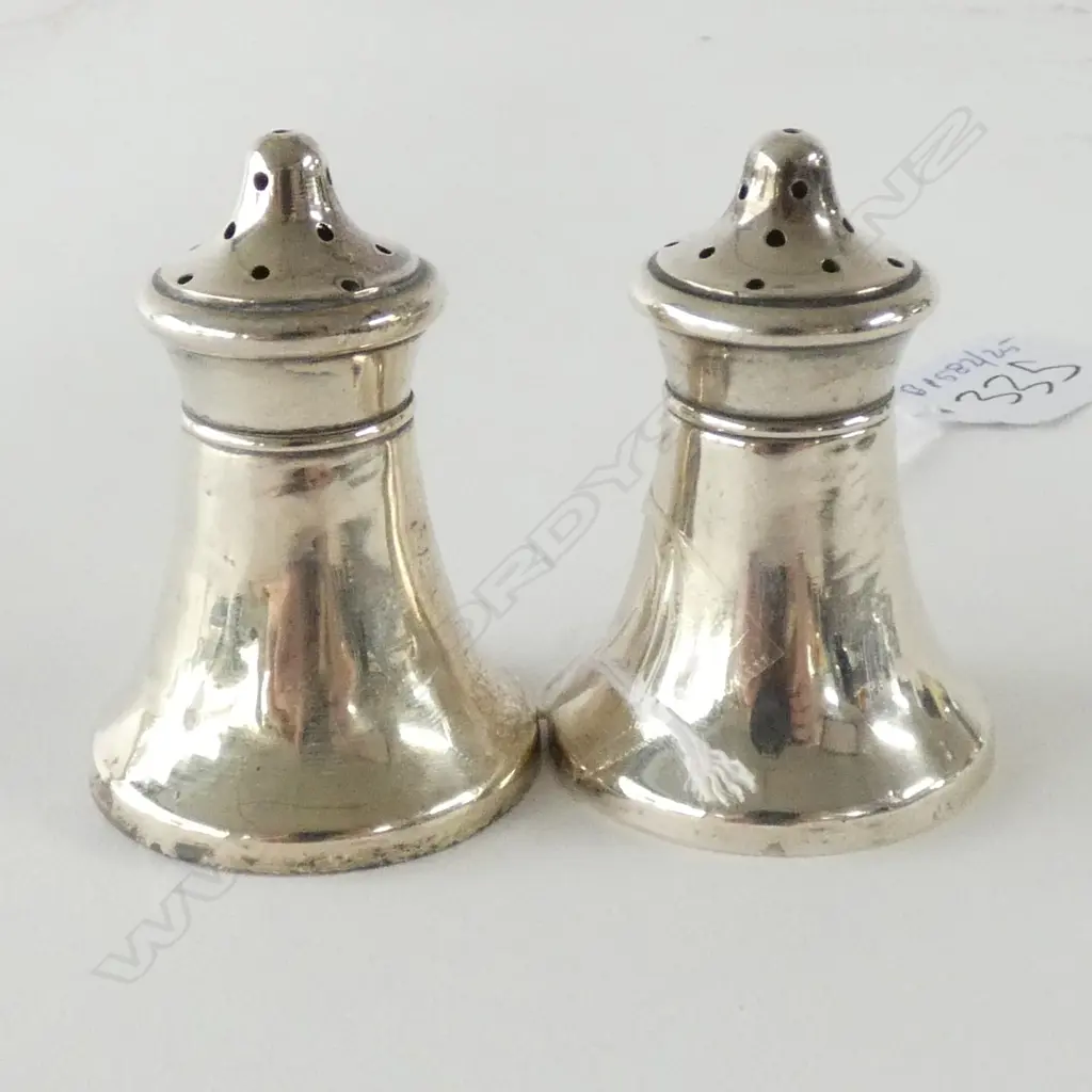 2 STG SILVER CONDIMENT POTS Image 1++