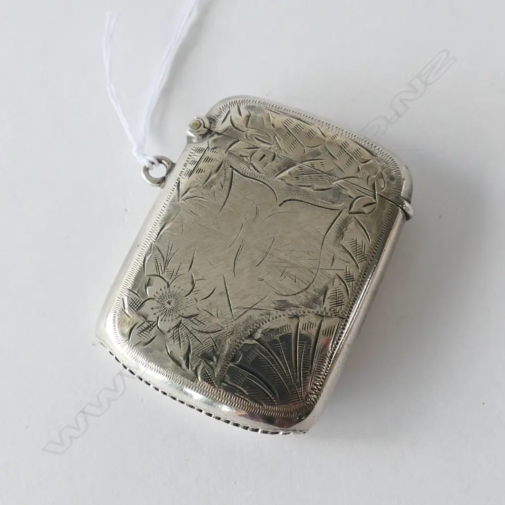 EDWARDIAN SILVER & GOLD VESTA CASE BIRMINGHAM 1909 Image 1++