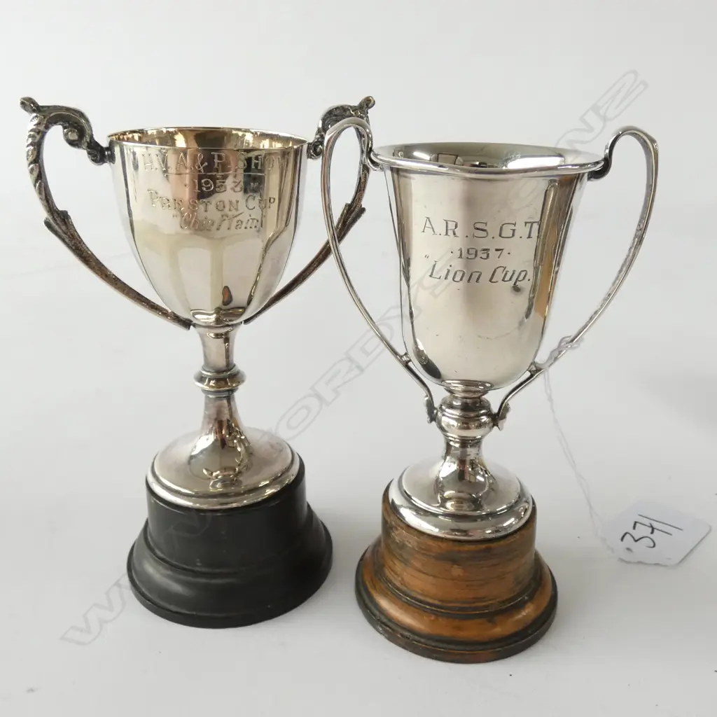 TWO SMALL TROPHY CUPS, 1 SILVER Image 1++