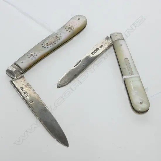 2 STG SILVER & MOP PENKNIVES 