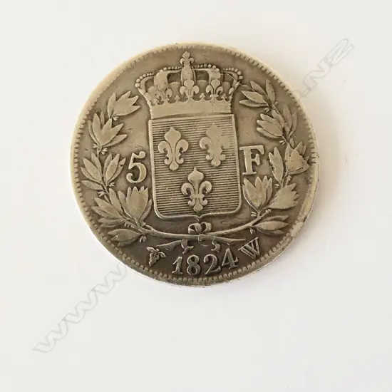 1824 FRENCH FIVE FRANC COIN