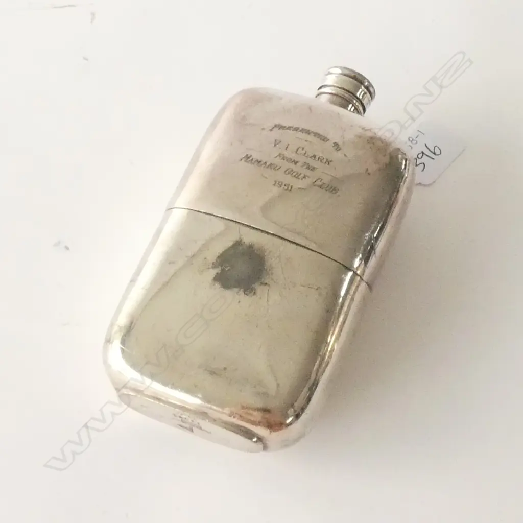 LARGE SILVER PLATE HIP FLASK Image 1++