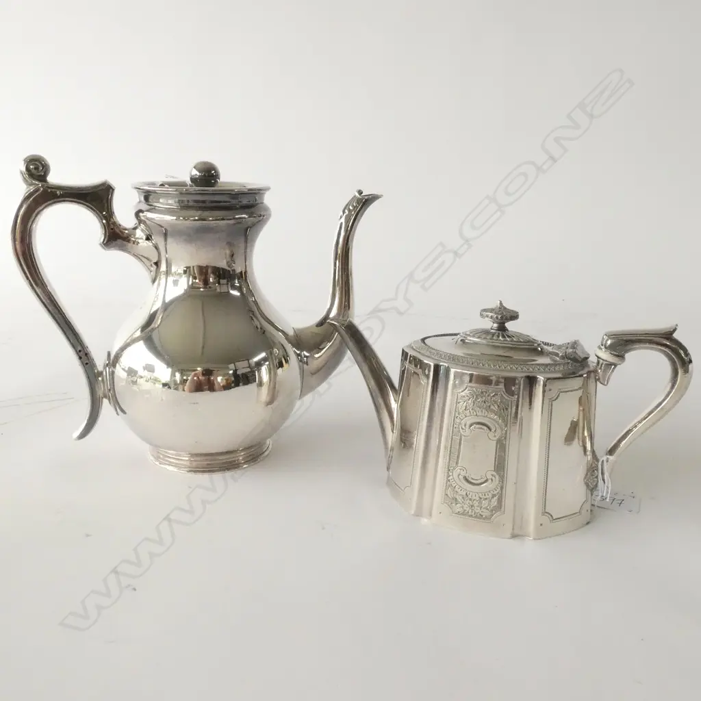 ANTIQUE SILVER PLATE TEA & COFFEE POTS Image 1++