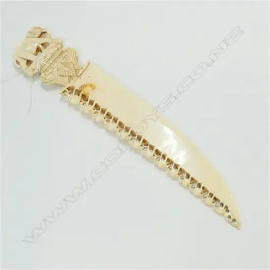 INDIAN CARVED IVORY PAPER KNIFE ELEPHANTS L.195mm