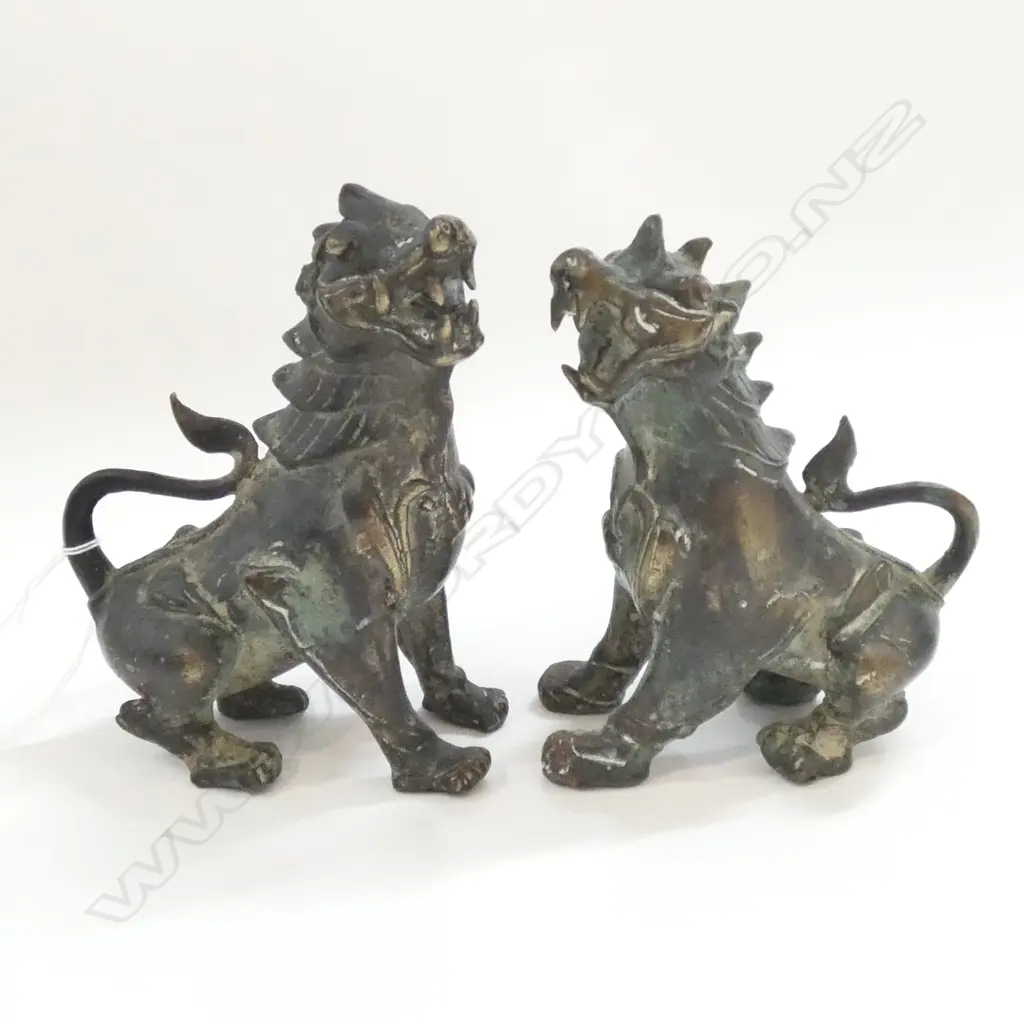 PR CHINESE DI XIE BRONZE TEMPLE DOGS H. 120MM Image 1++