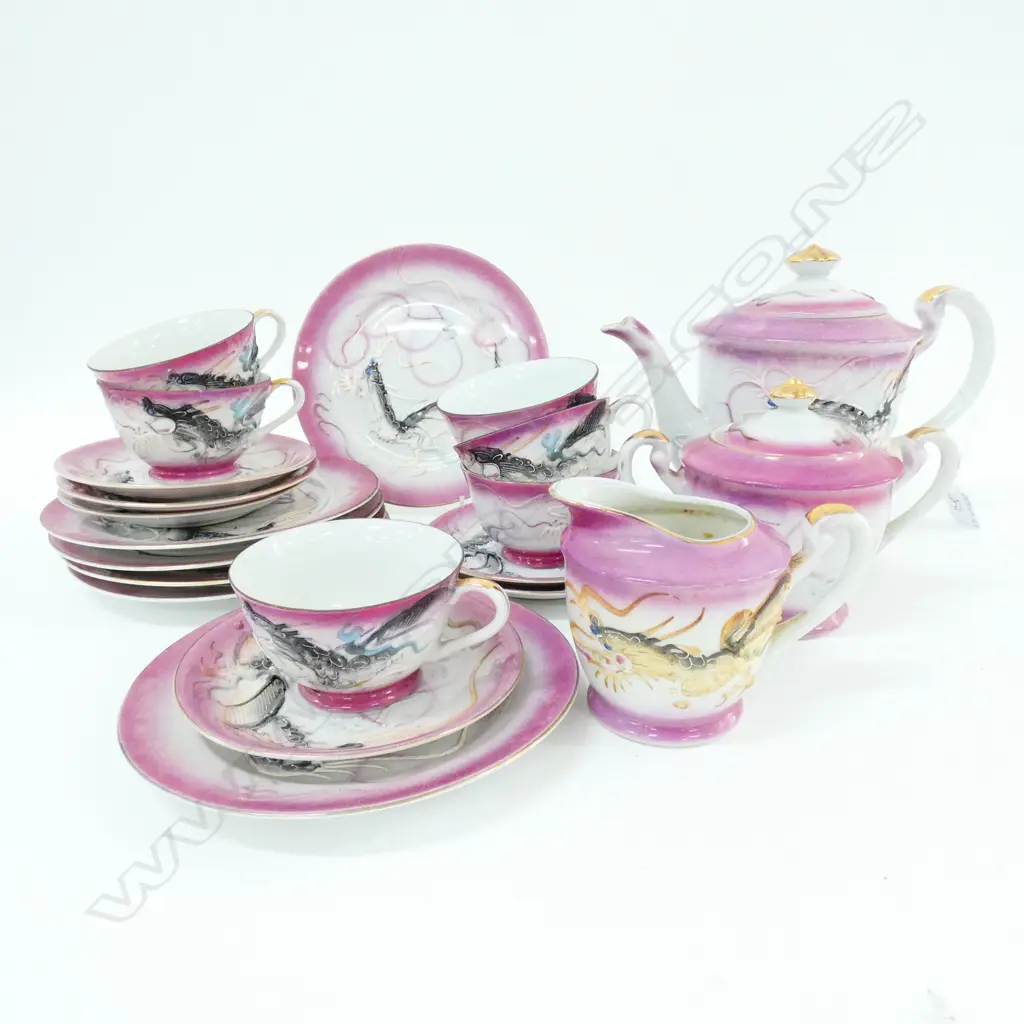 A FINE VINTAGE JAPANESE TEA SET GEISHA TO CUPS Image 1++