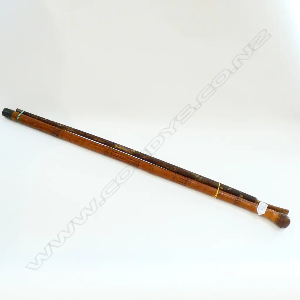 2 OLD ORIENTAL CARVED WALKING STICKS... Image 1++