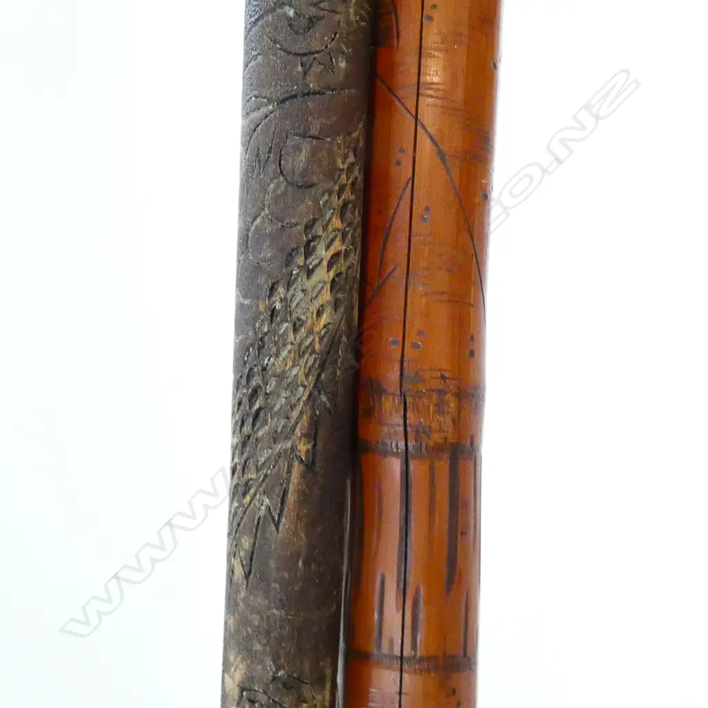 2 OLD ORIENTAL CARVED WALKING STICKS... Image 1++