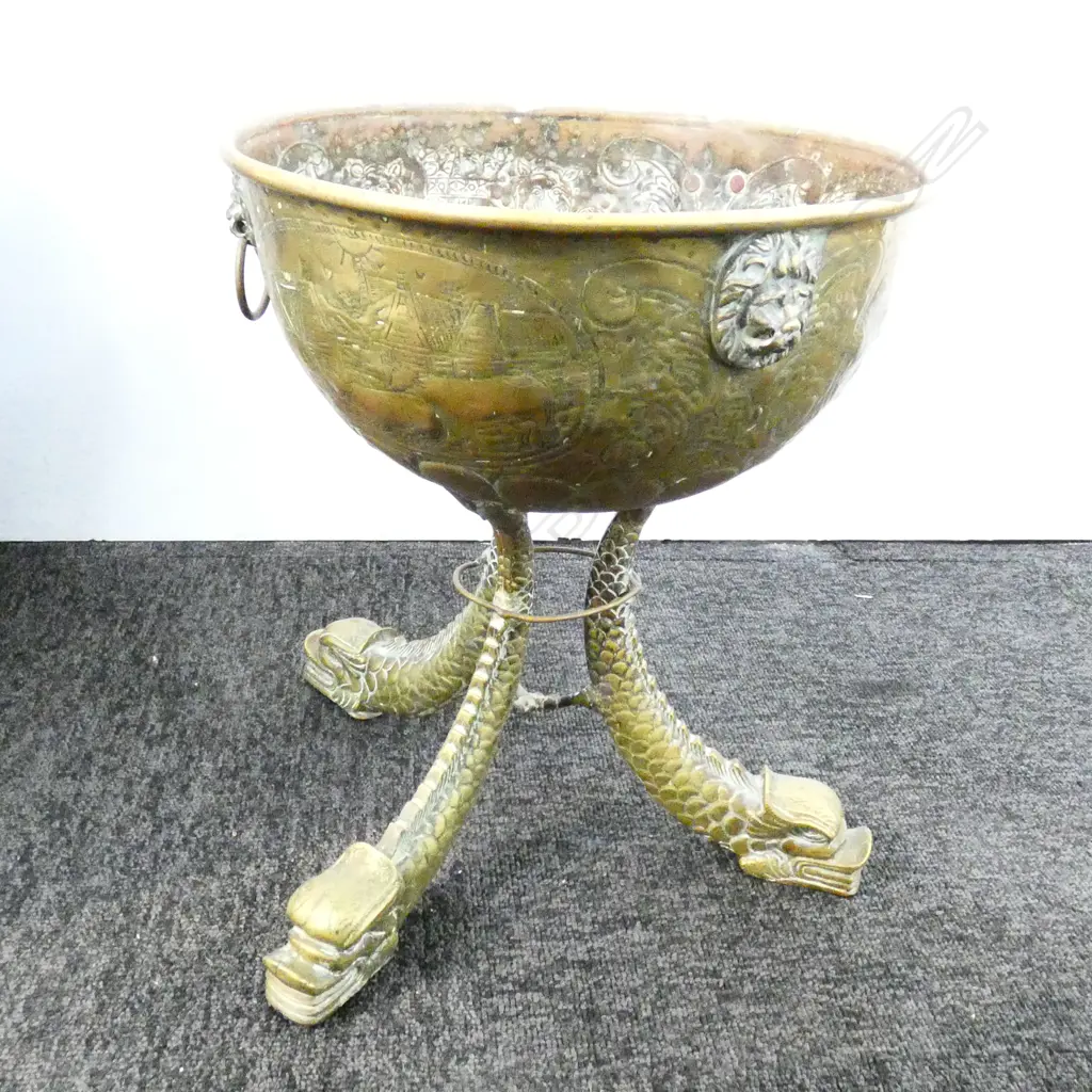 VINTAGE BRASS PUNCH BOWL H. 365MM Image 1++