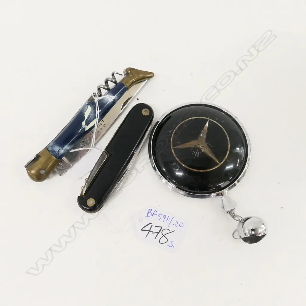 VINTAGE MERCEDES BENZ POCKETKNIFE + 2 LOGOS Image 1++