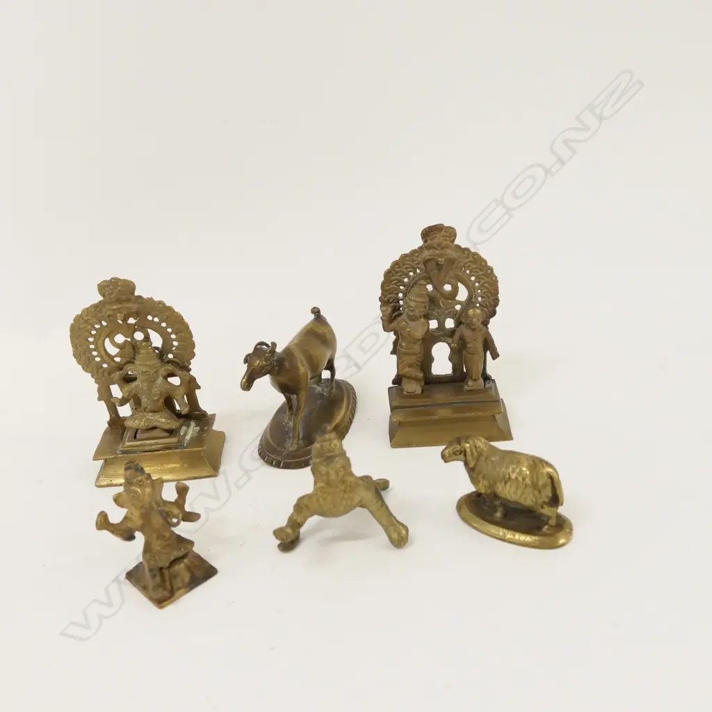 6 VINTAGE INDIAN BRASS SMALL FIGURES Image 1++