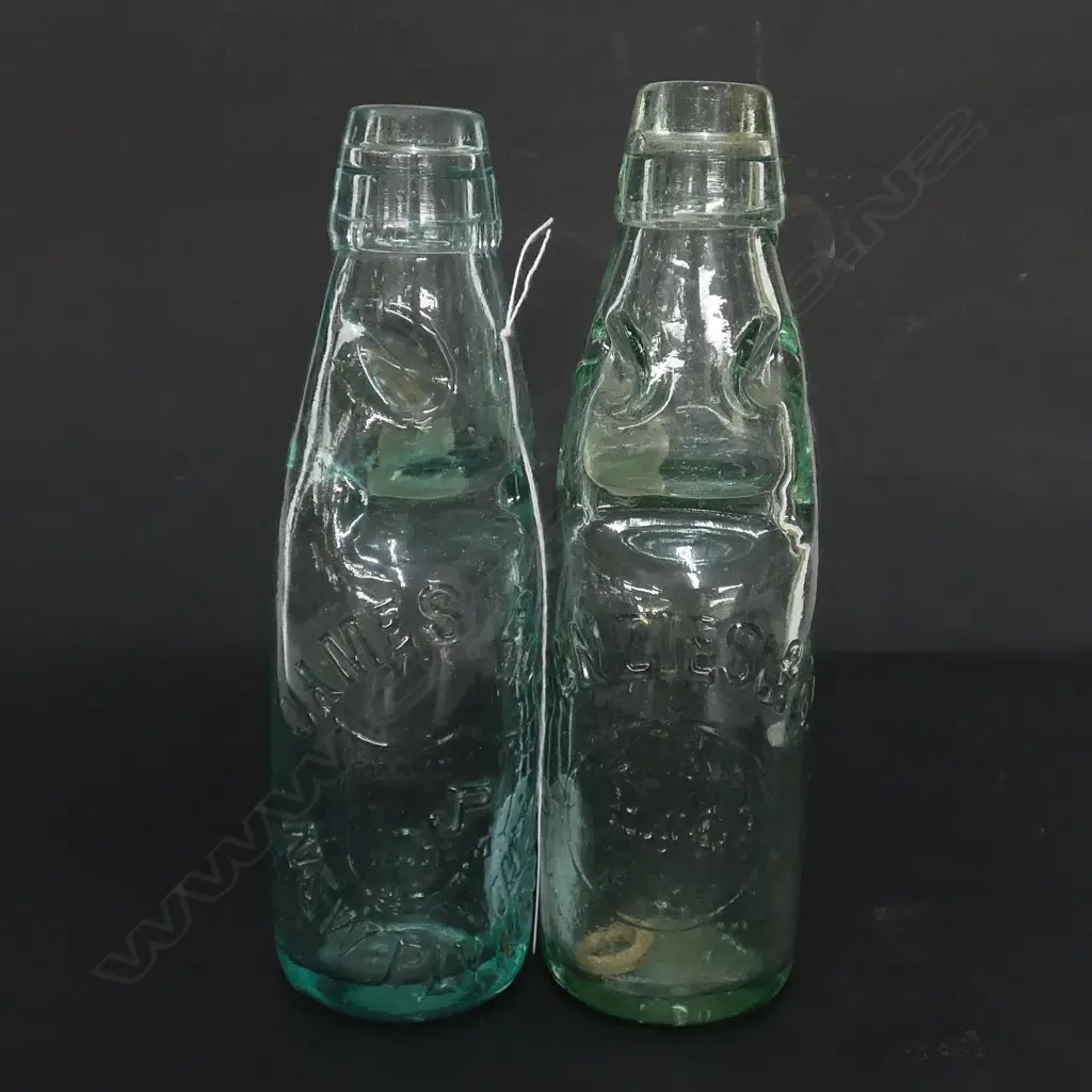 2 OLD MARBLE BOTTLES. James Paul New Plymouth &... Image 1++