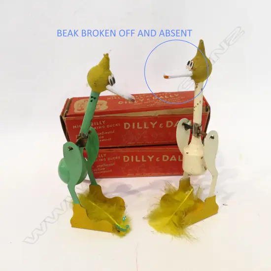 2 VINTAGE 'DILLY & DALLY DRINKING DUCKS' BOXED, 1 DAMAGED