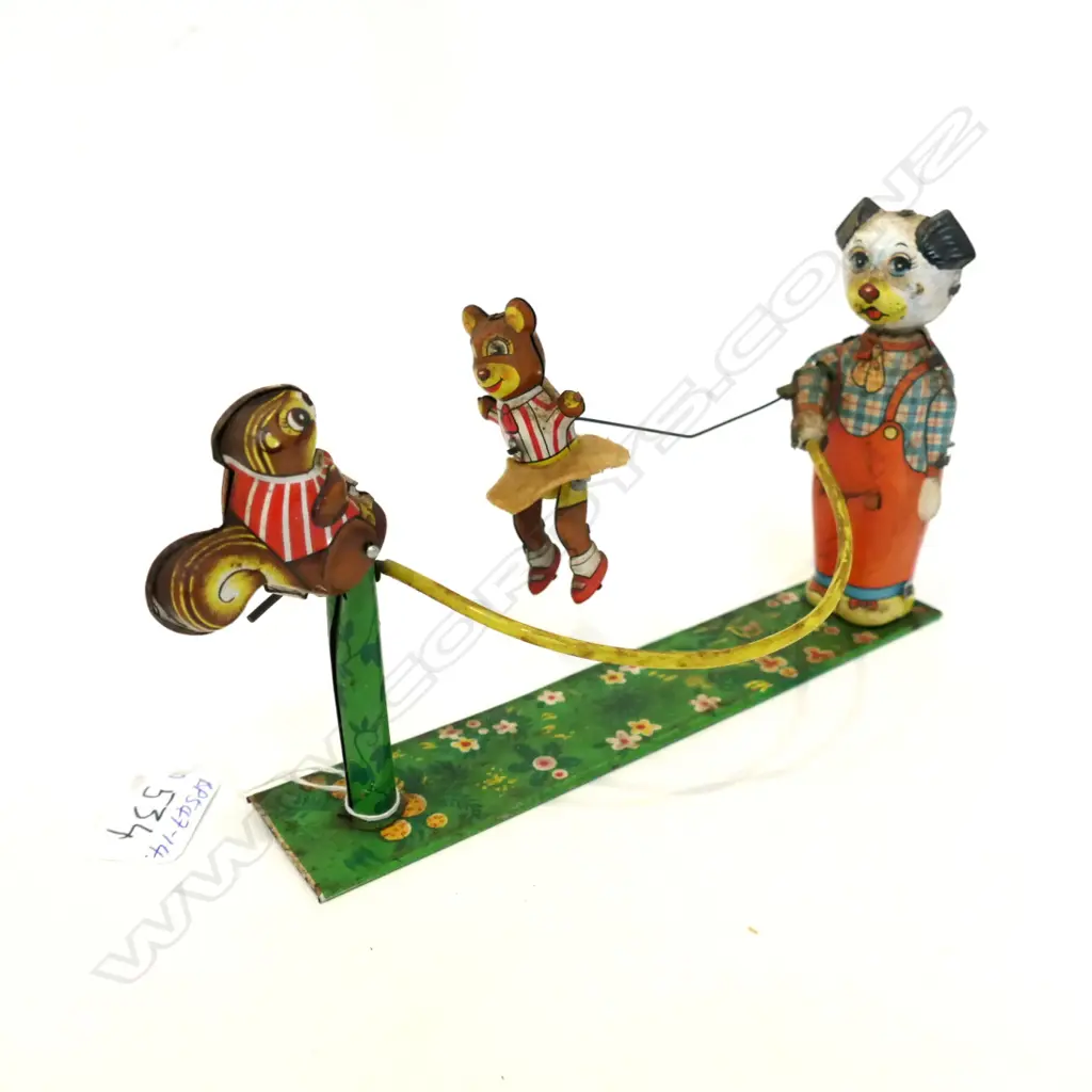 (19191) JAPANESE TIN PLATE ANIMAL SWING TOY VINTAGE Image 1++