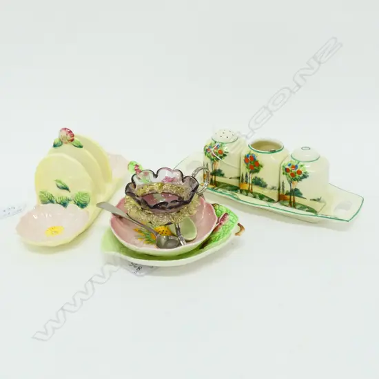 4 CARLTON WARE PCES + CONDIMENTS...
