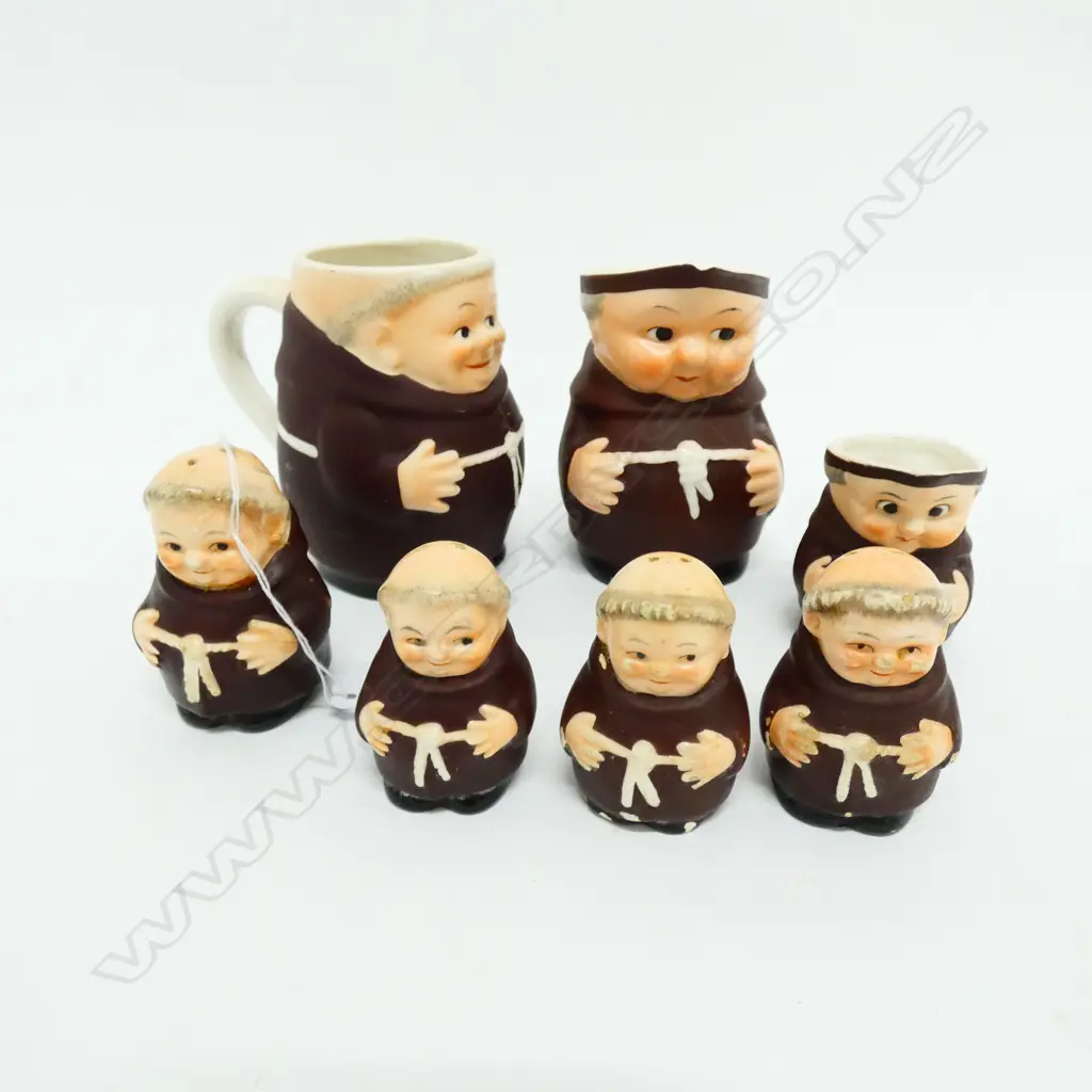 3 HUMMELL MONK JUGS & 4 CONDIMENTS Image 1++