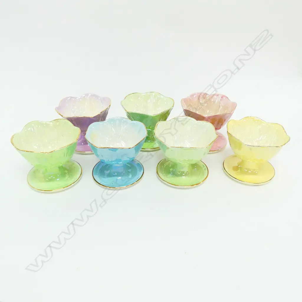 SET OF 7 LUSTRE GLAZED MALING BOWLS Image 1++