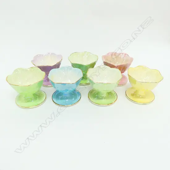 SET OF 7 LUSTRE GLAZED MALING BOWLS