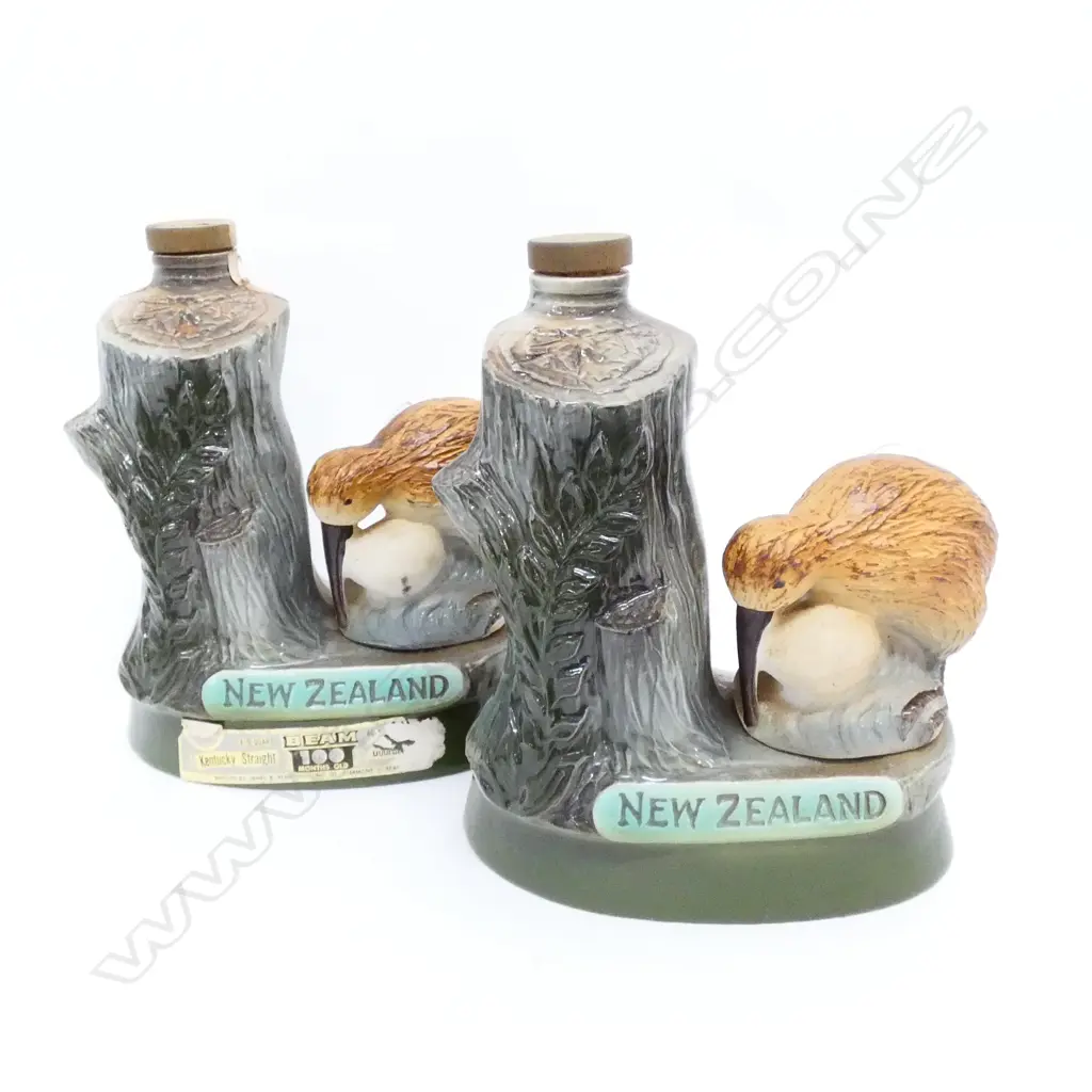 PAIR JIM BEAM DECANTERS, NZ THEME  Image 1++