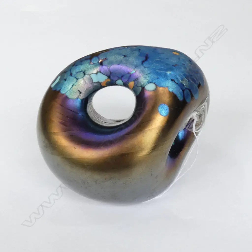 HAND BLOWN GLASS PAPER WEIGHT SIGNED GLASSPLAAT 1989 L  100 MM Image 1++