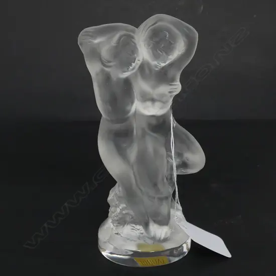 A LALIQUE FROSTED GLASS FIGURE GROUP OF PAN AND A NYMPH