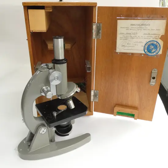 OLYMPUS TOKYO MICROSCOPE IN CASE H. 380MM
