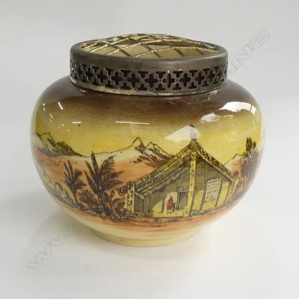 ROYAL STAFFORDSHIRE "HOMELAND SERIES" ROSE BOWL WITH METAL MESH COVER, H140mm Image 1++