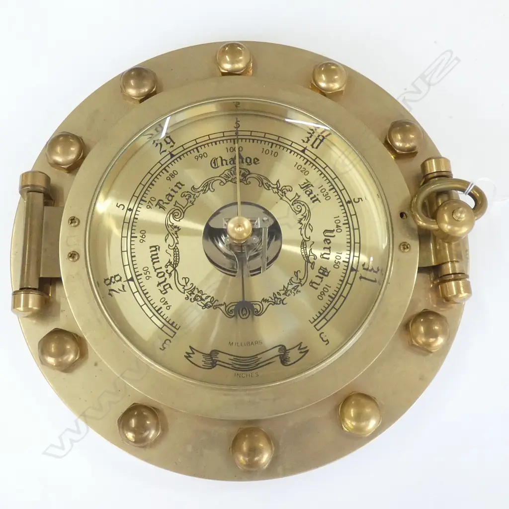 BRASS PORTHOLE BAROMETER, DIA. 235MM Image 1++
