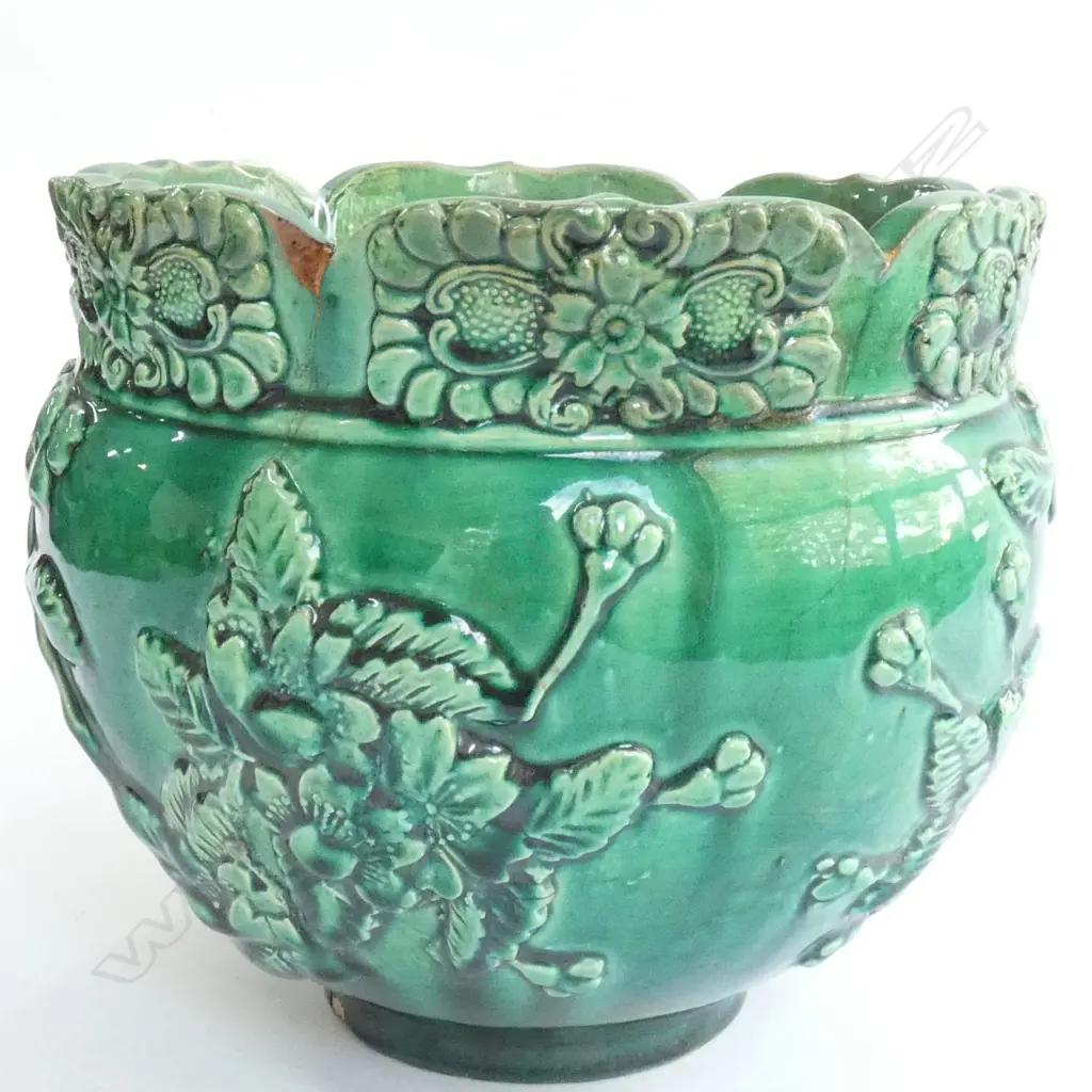 AWAJI JAPANESE PLANT POT, C.1900, SOME FAULTS Image 1++
