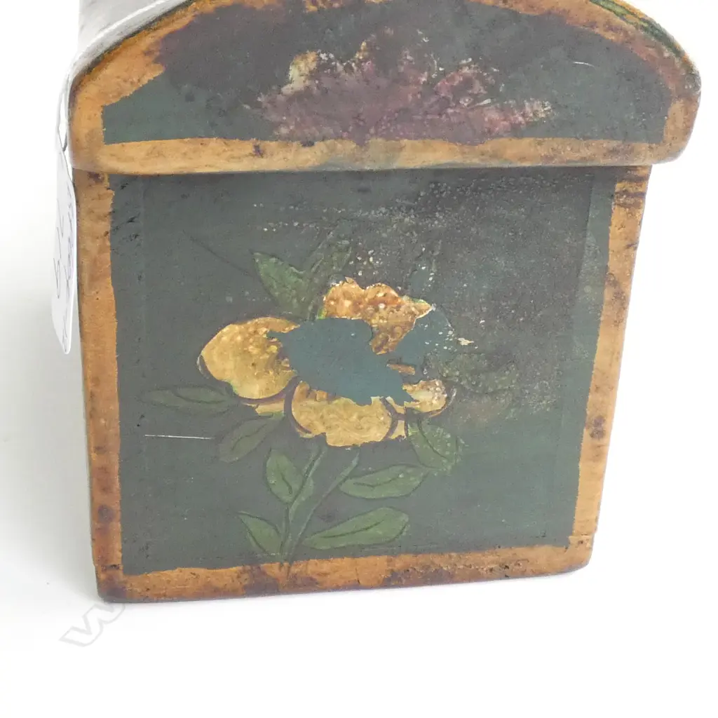 OLD CHINESE PAINTED WOOD PILLOW W DRAWER Image 1++