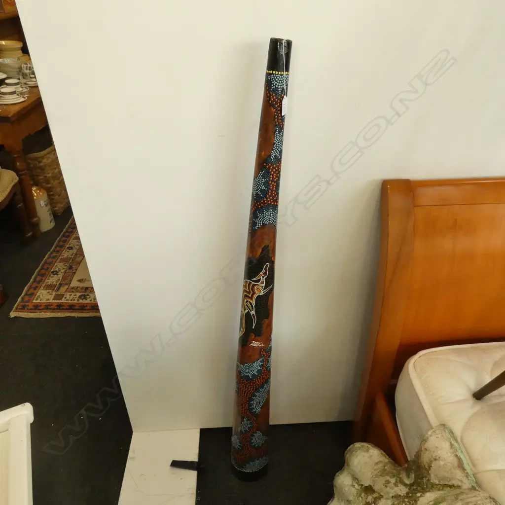 ABORIGINAL LGE PAINTED YADAKI (didgiridoo)  SIGNED L.1310mm Image 1++