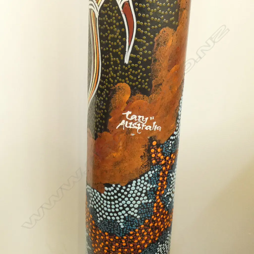 ABORIGINAL LGE PAINTED YADAKI (didgiridoo)  SIGNED L.1310mm Image 1++