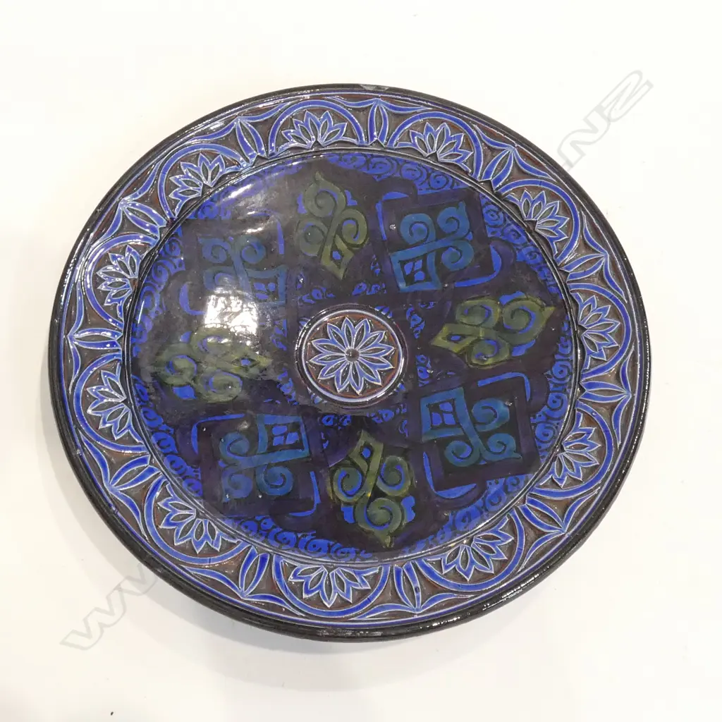 MAJOLICA ANTIQUE SPANISH? CHARGER, 270MM Image 1++