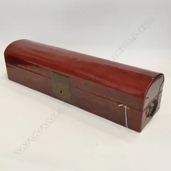 LONG ORIENTAL LEATHER COVERED SCHOLARS BRUSH BOX
