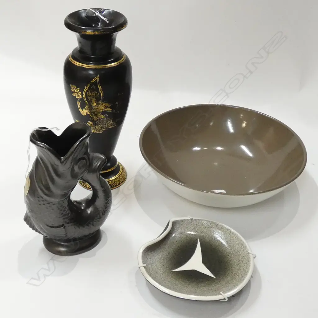 C/LYNN YUCATAN BOWL/DARTMOUTH FISH/DENBY+ WOODEN LACQUERED VASE Image 1++