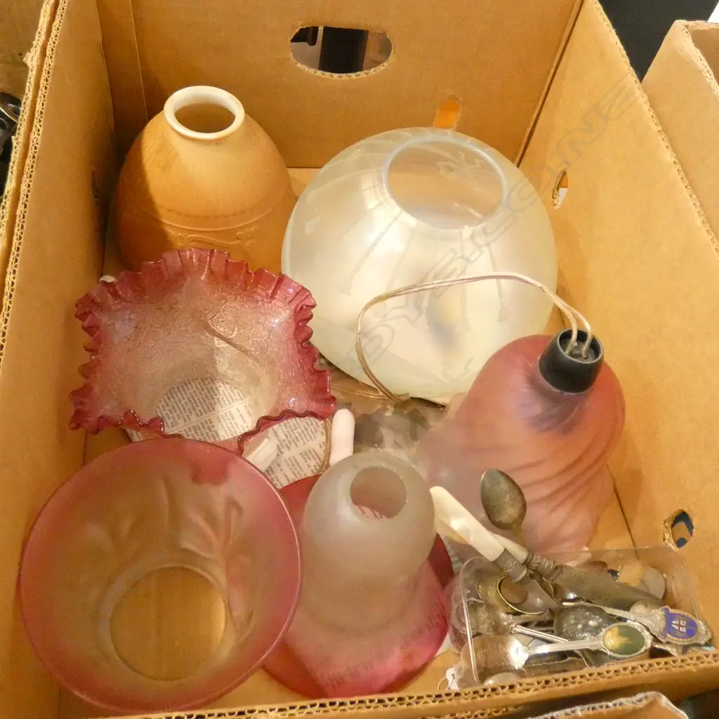 BOX LOT VICTORIAN CRANBERRY LIGHT SHADES ETC Image 1++