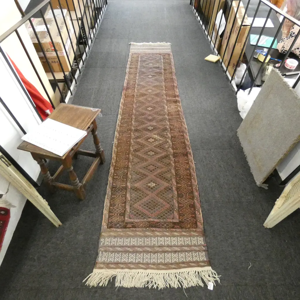MIXED WEAVE ALL WOOL TRIBAL BALUCHI RUNNER 3200 X 610MM Image 1++