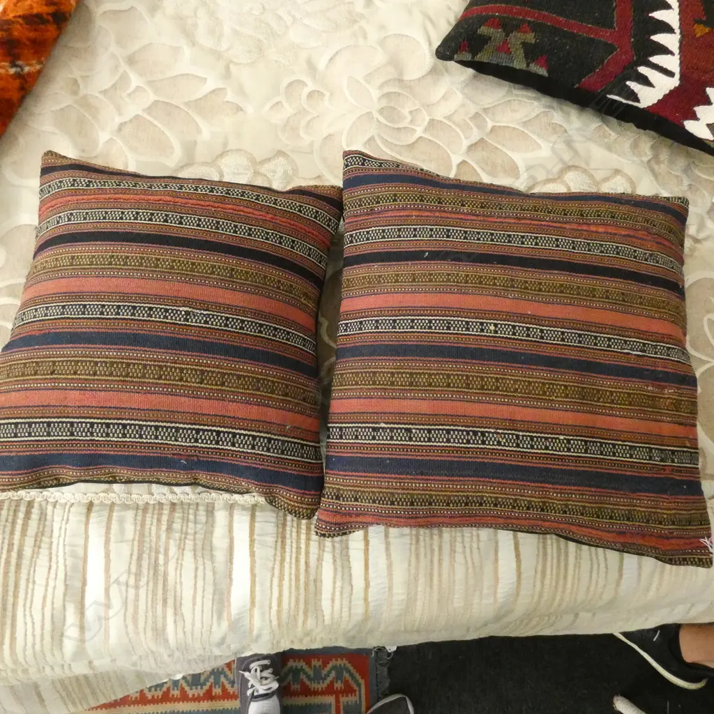 2 IRANIAN H/WOVEN JAJIM CUSHIONS Image 1++