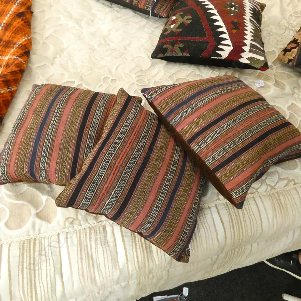 3 IRANIAN H/WOVEN JAJIM CUSHIONS Image 1++