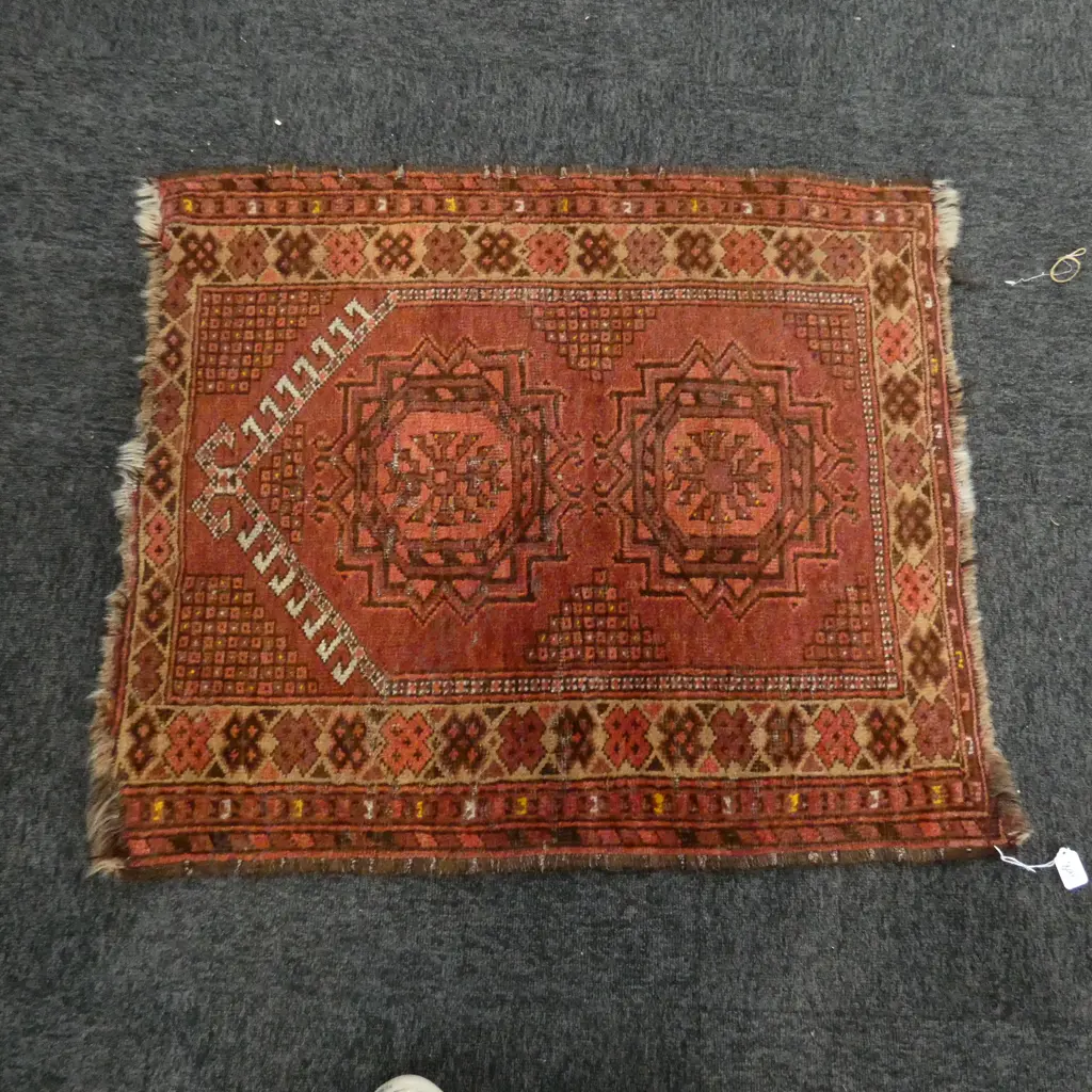 ALL WOOL HAND KNOTTED RUG 870 X 740MM Image 1++
