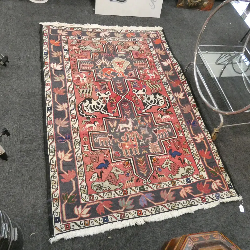 ALL WOOL SUMAC EXTRA WEFT WOVEN ANIMAL PICTORIAL RUG 1460 X 1020 Image 1++