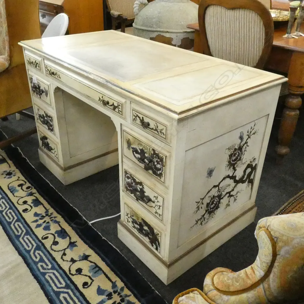 CHINOISERIE  DECORATED TWIN PEDESTAL DESK L 1210 MM Image 1++